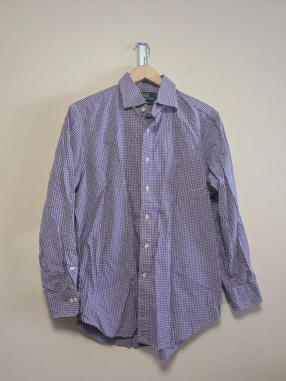 Polo Ralph Lauren Regent Classic Fit Purple Gingham Button Down Shirt 16/33